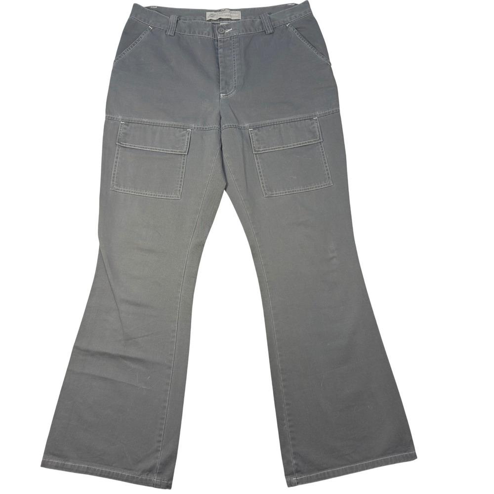 American Eagle Cargo Pants Women 14 Gray Flare Utility Y2K Gorpcore